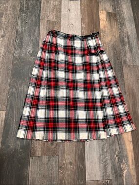 James Pringle Weavers Scotland Kilt Skirt Women Plaid 100% Wool Tartan US 8